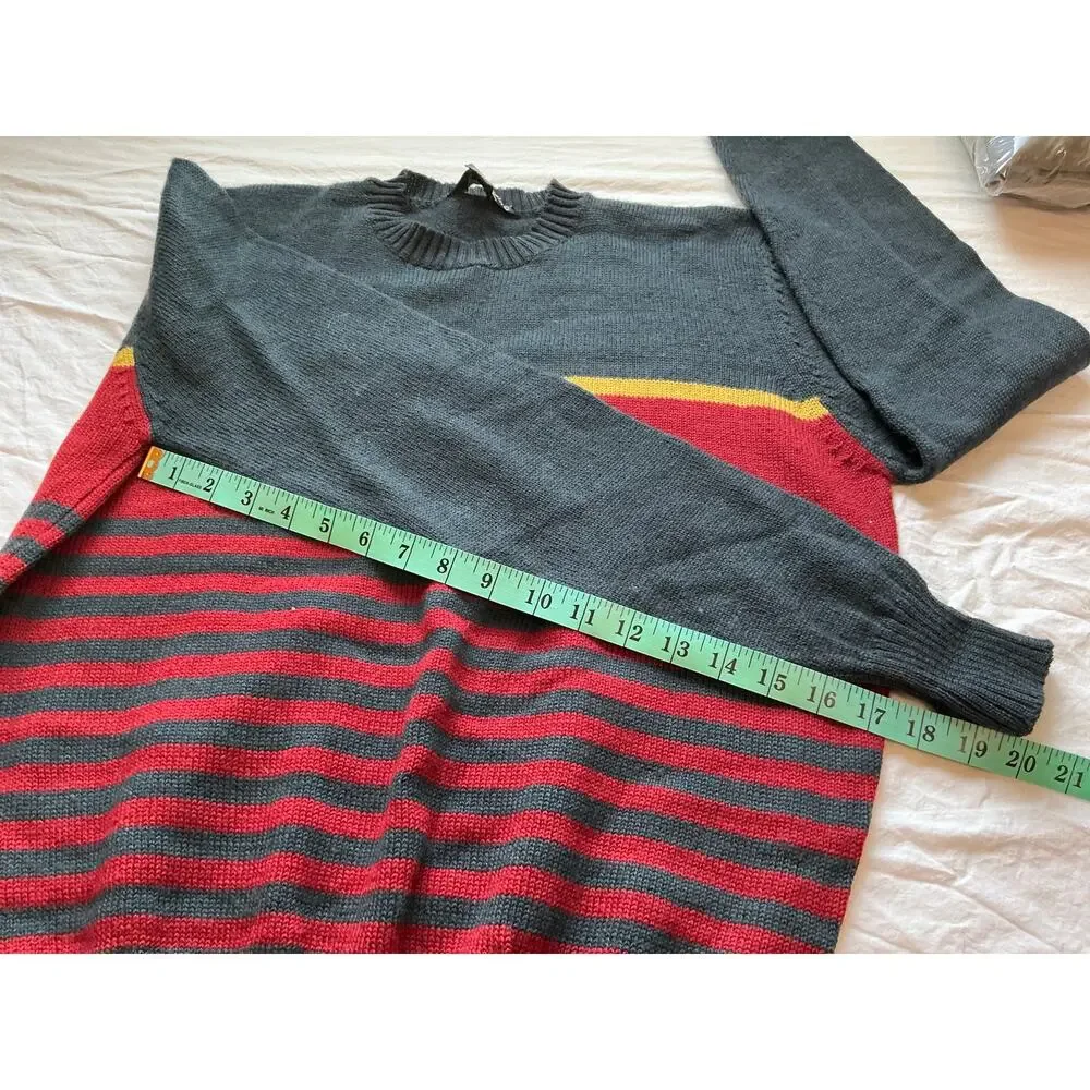 Vintage 70s Calvin Klein Striped Wool Sweater Men's Large Red/Navy